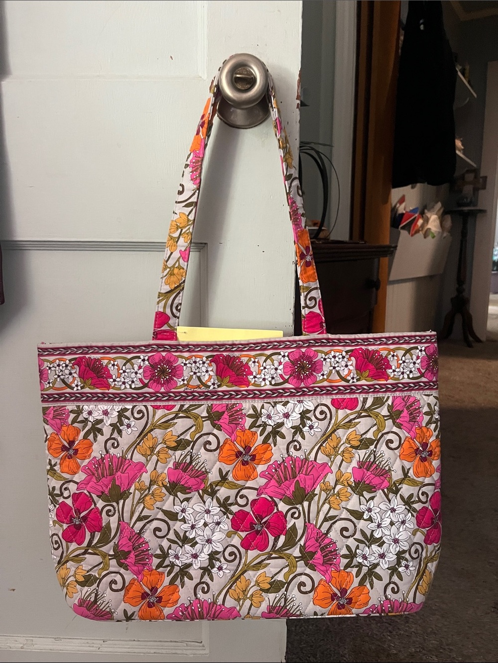 Vera Bradley Pink and Orange Floral Quilted Tote